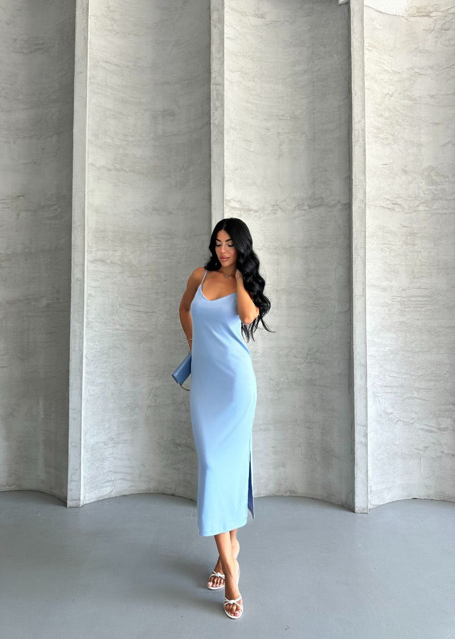 Kristal Askılı Elbise - Bebe Mavisi