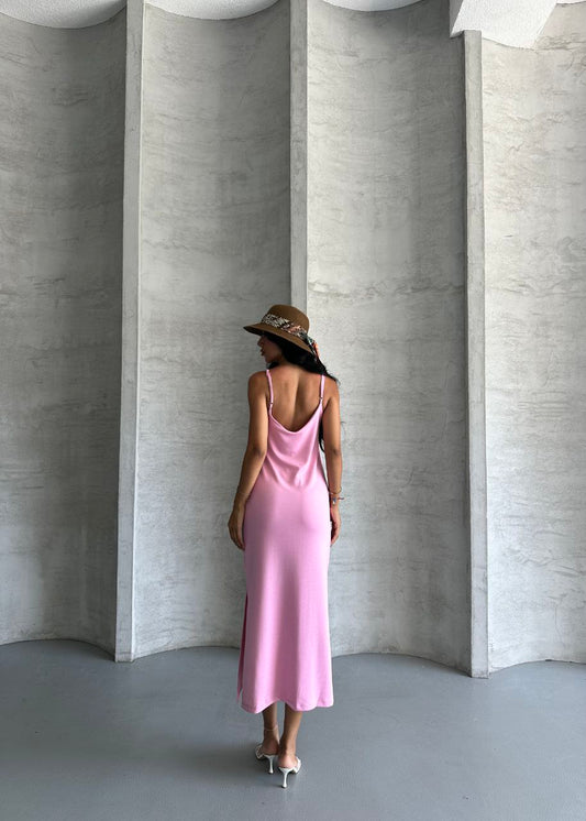 Kristal Askılı Elbise - Pembe