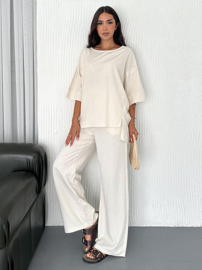 Salaş Keten Takım - Taş Rengi