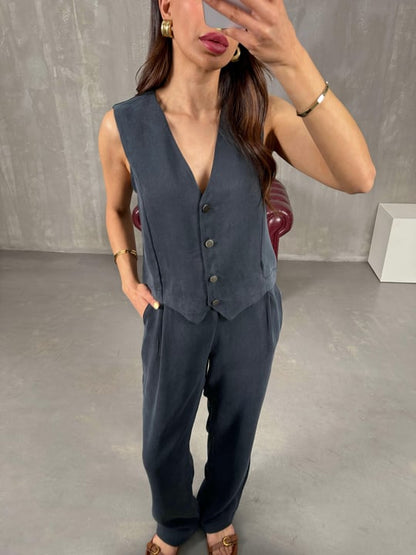 Tensel Yelek Pantolon Takım - Antrasit