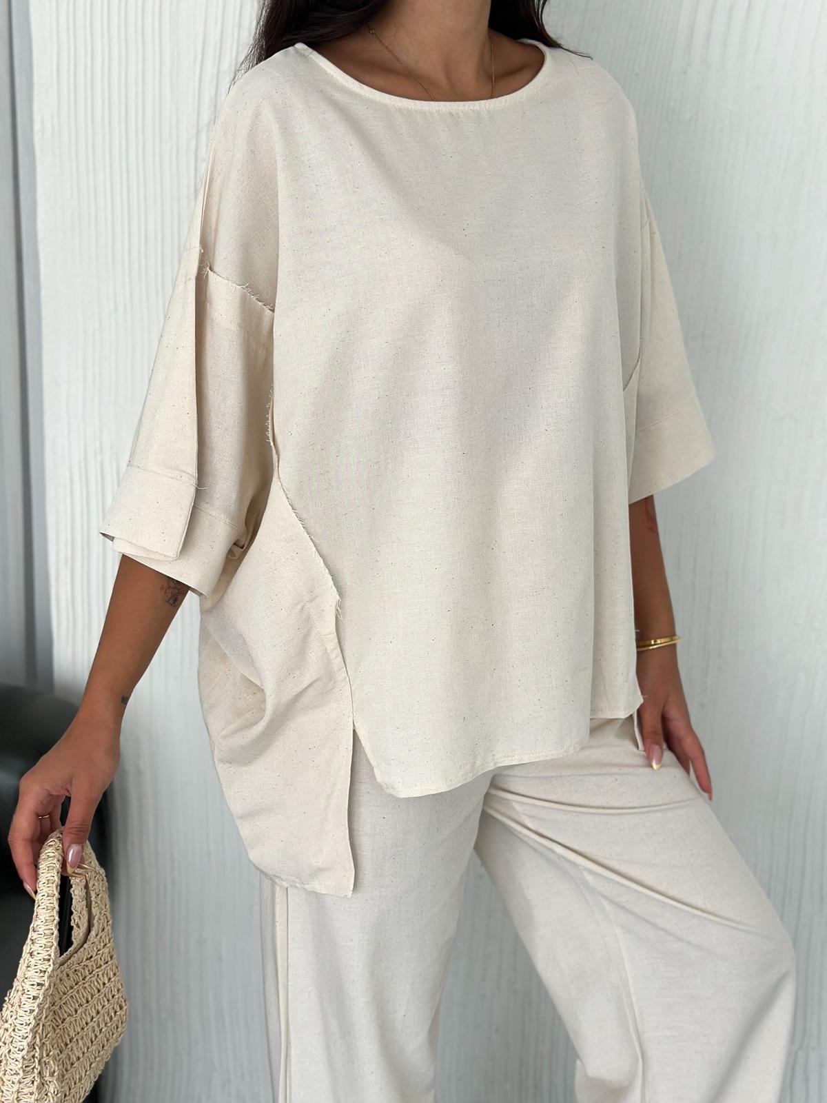 Salaş Keten Takım - Taş Rengi