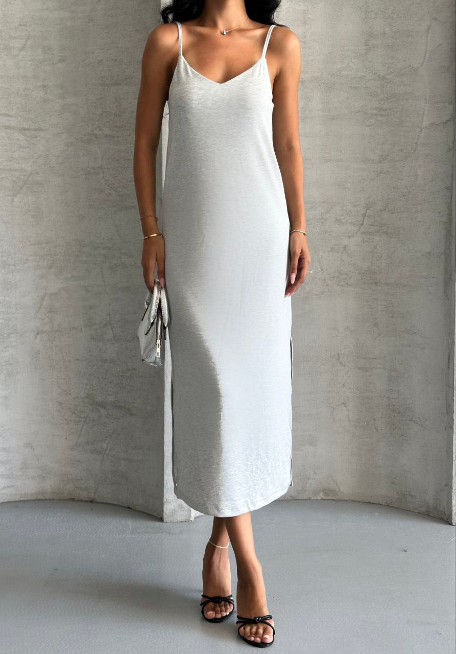 Kristal Askılı Elbise - Gri